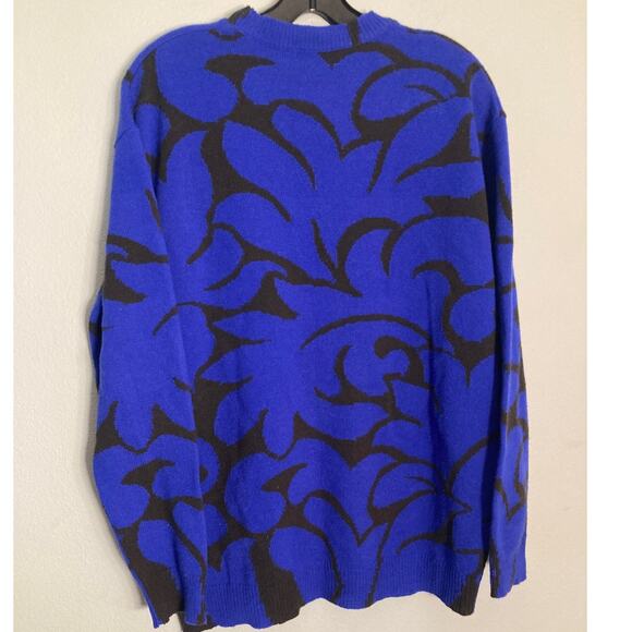 Stella McCartney Bright Blue & Brown Abstract Floral Print Sweater Wool Sz 42 L - Picture 5 of 9